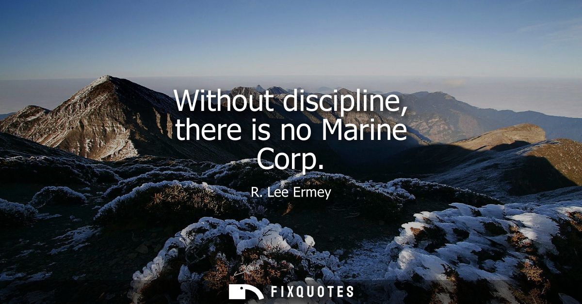 Without discipline, there is no Marine Corp