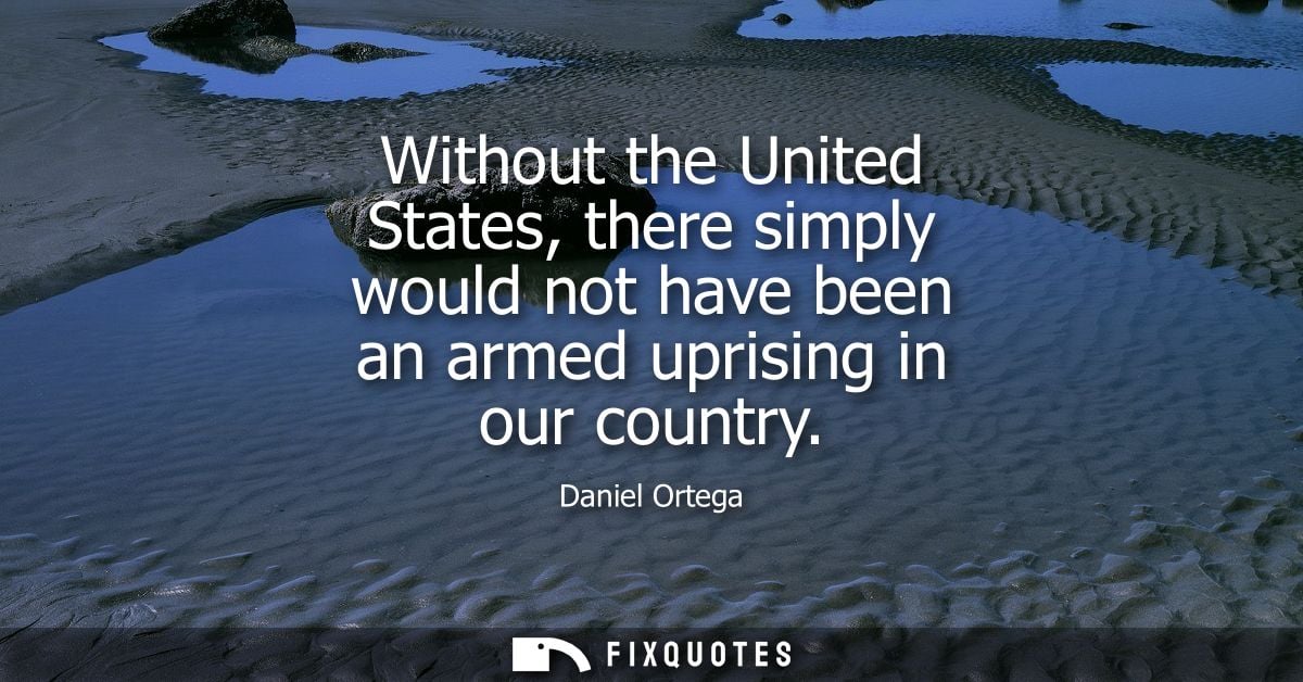 Without the United States, there simply would not have been an armed uprising in our country