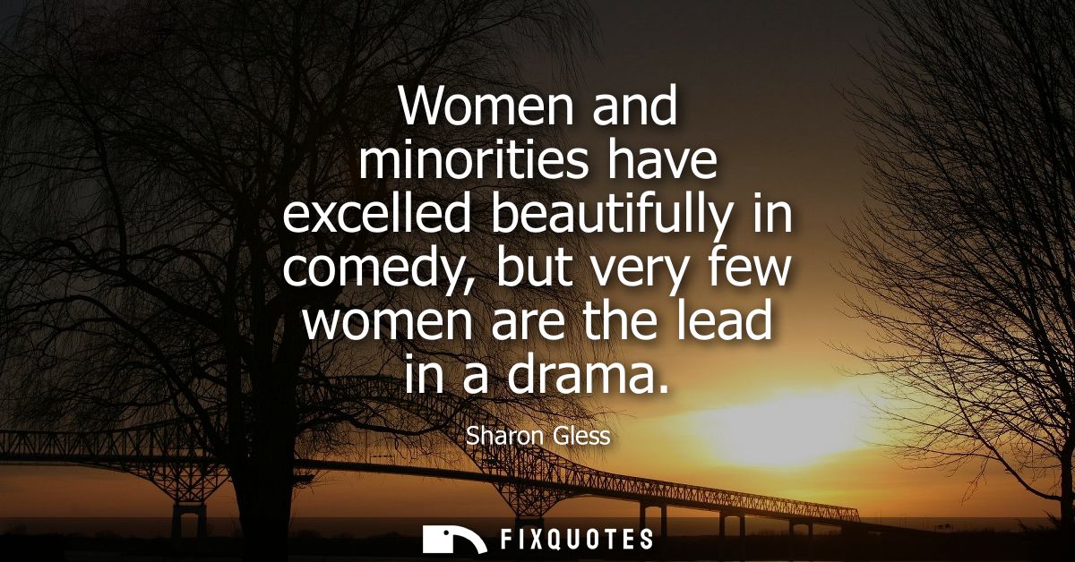 Women and minorities have excelled beautifully in comedy, but very few women are the lead in a drama