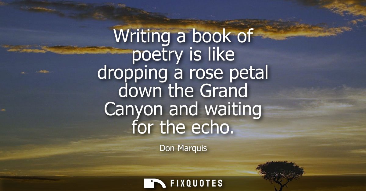 Writing a book of poetry is like dropping a rose petal down the Grand Canyon and waiting for the echo