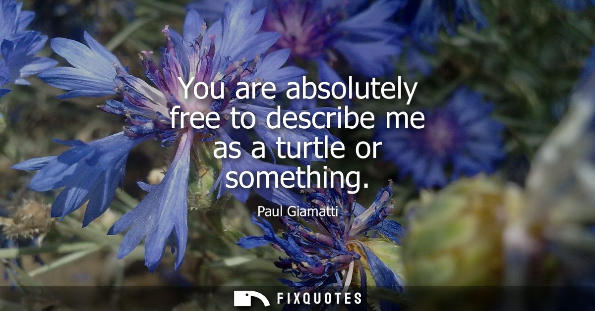 You are absolutely free to describe me as a turtle or something