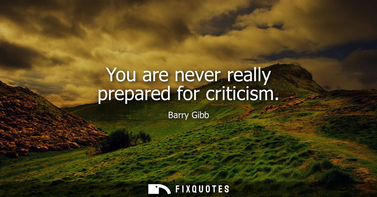 You are never really prepared for criticism