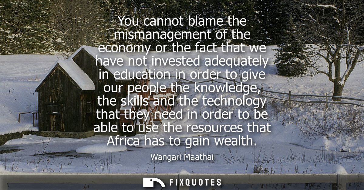 You cannot blame the mismanagement of the economy or the fact that we have not invested adequately in education in order