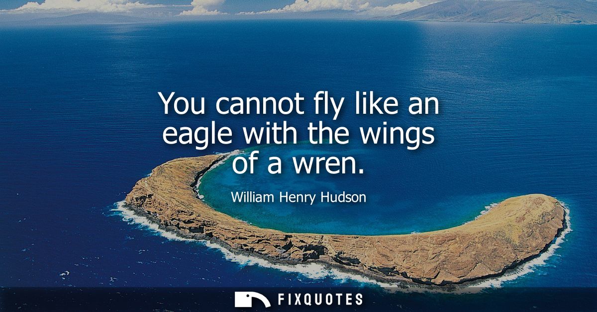 You cannot fly like an eagle with the wings of a wren