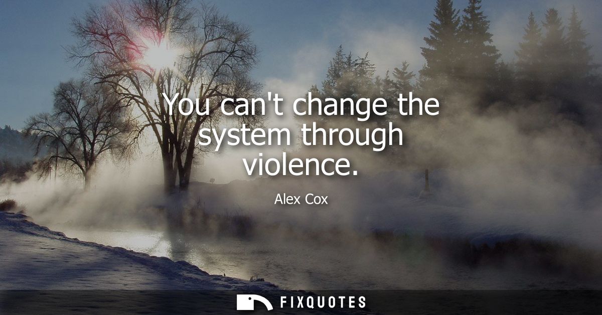 You cant change the system through violence