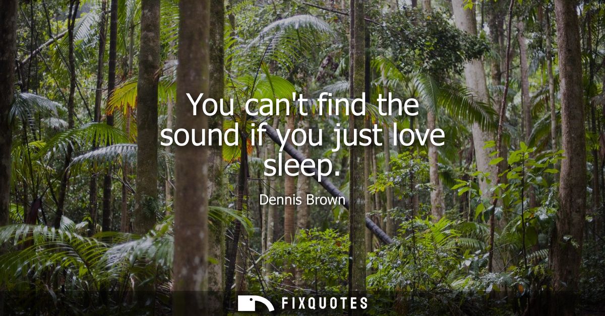 You cant find the sound if you just love sleep