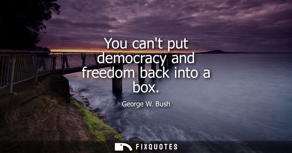 You cant put democracy and freedom back into a box