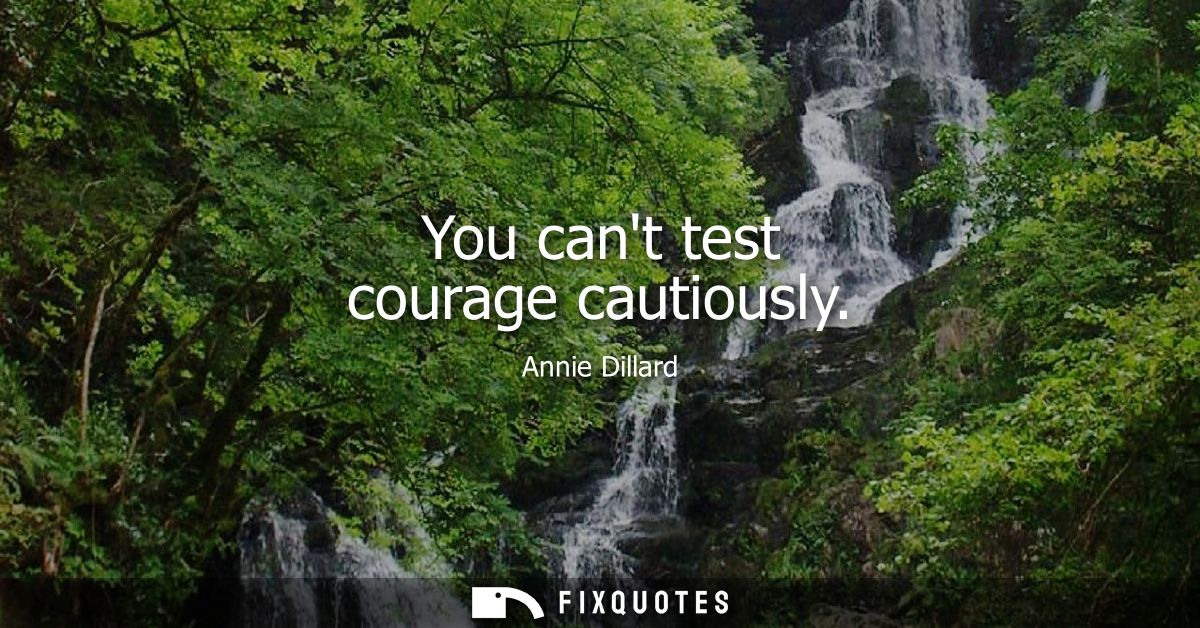You cant test courage cautiously