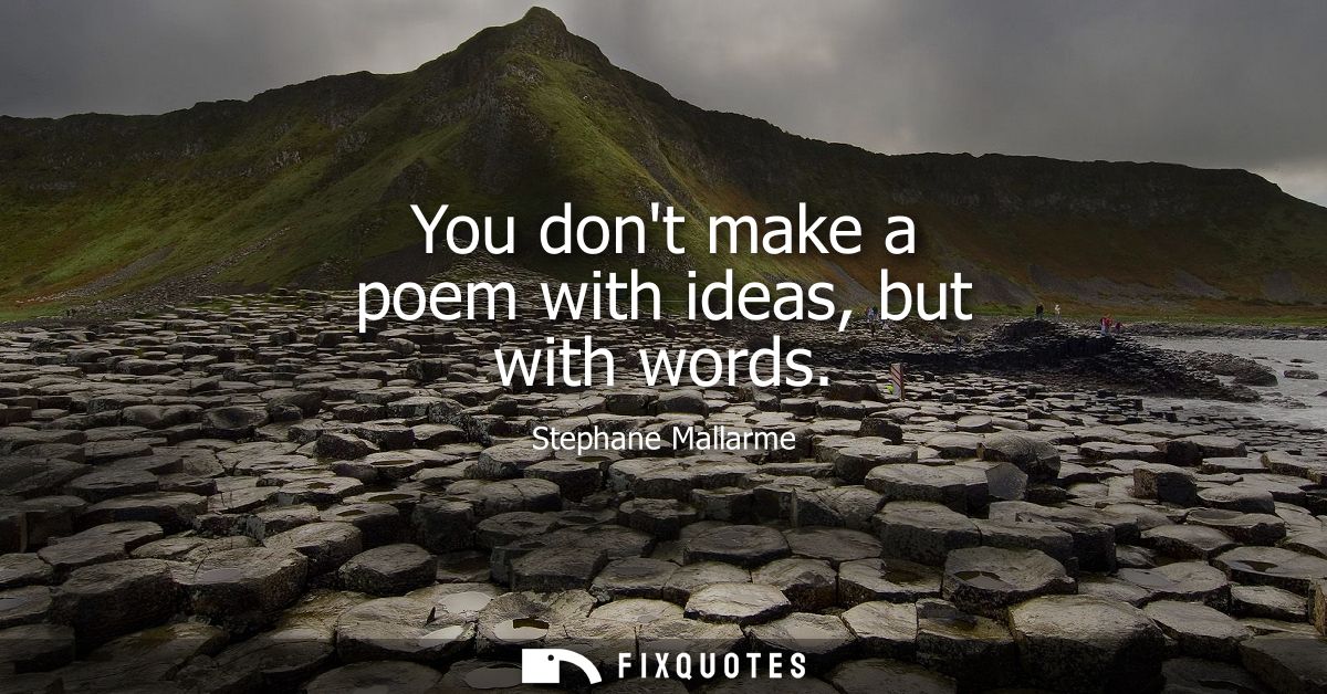 You dont make a poem with ideas, but with words