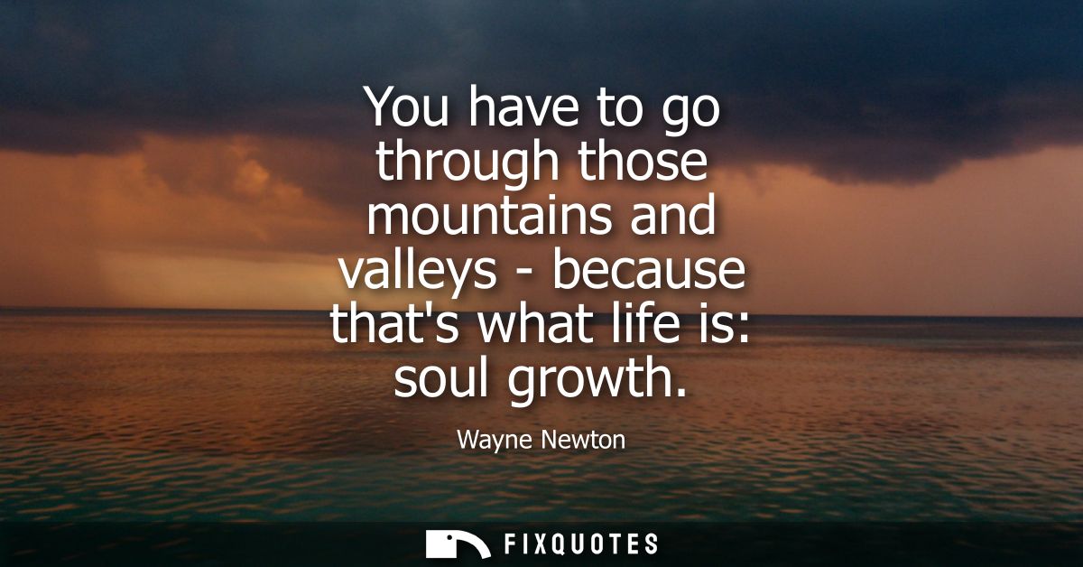 You have to go through those mountains and valleys - because thats what life is: soul growth