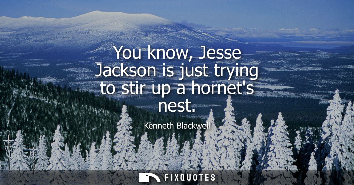 You know, Jesse Jackson is just trying to stir up a hornets nest