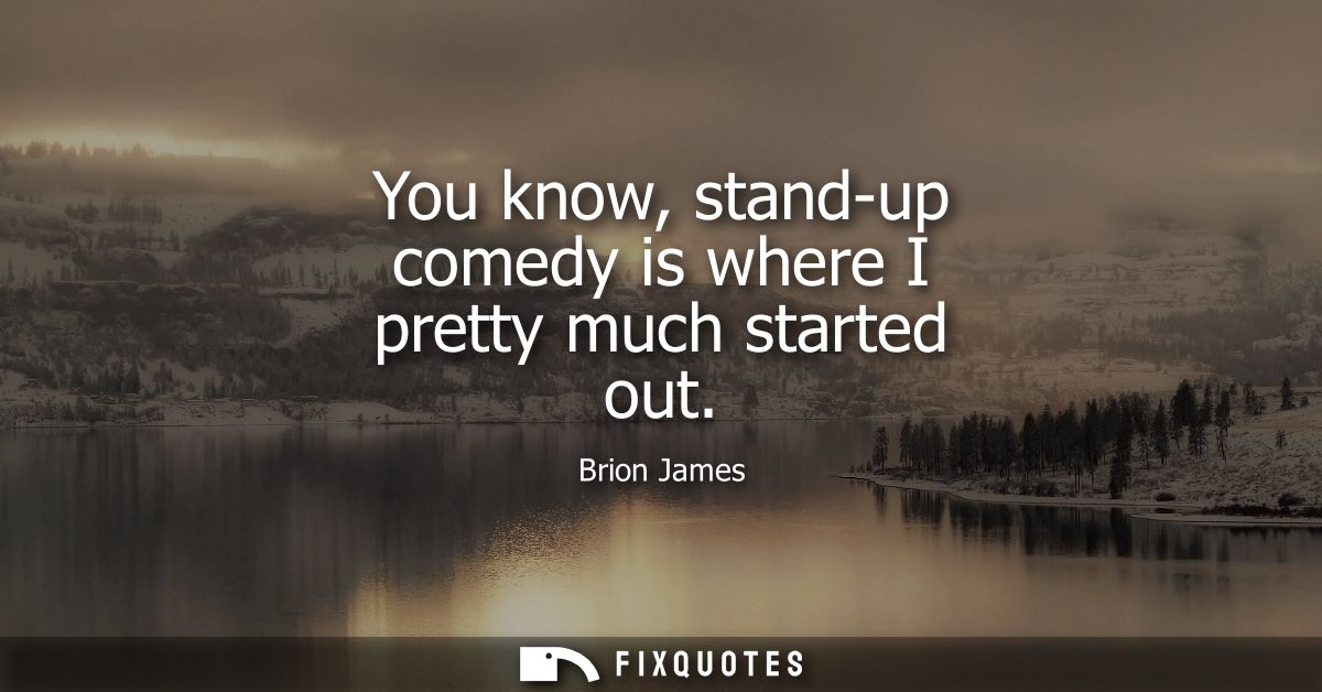 You know, stand-up comedy is where I pretty much started out