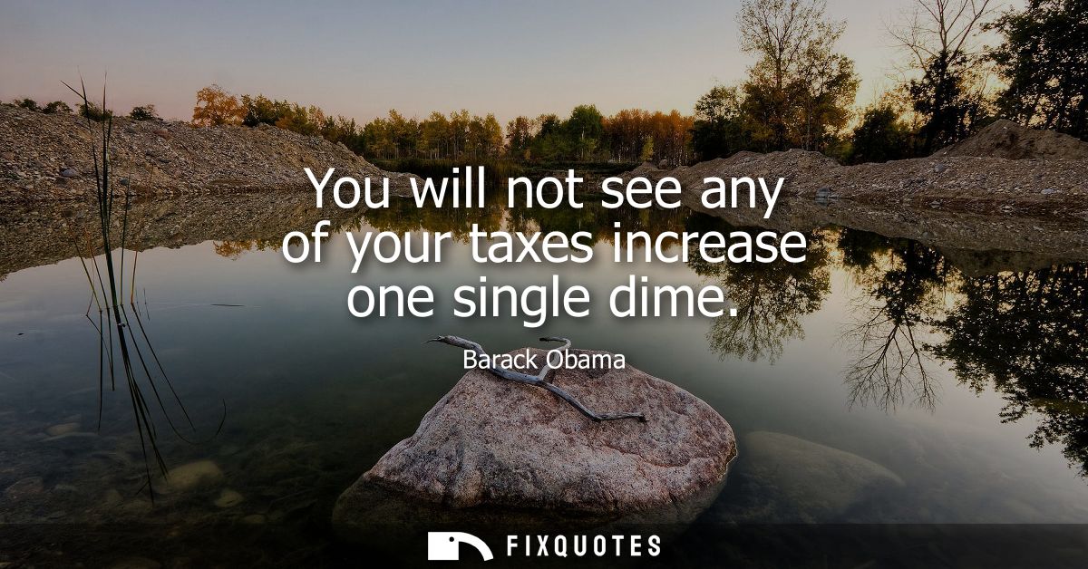You will not see any of your taxes increase one single dime