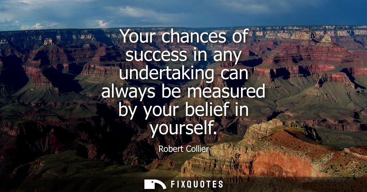 Your chances of success in any undertaking can always be measured by your belief in yourself
