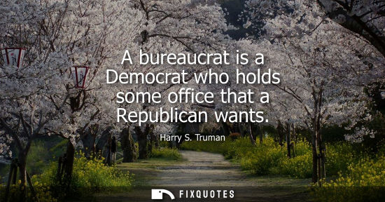 Small: A bureaucrat is a Democrat who holds some office that a Republican wants