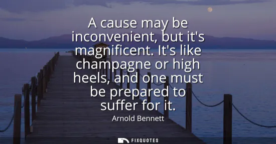 Small: A cause may be inconvenient, but its magnificent. Its like champagne or high heels, and one must be prepared t
