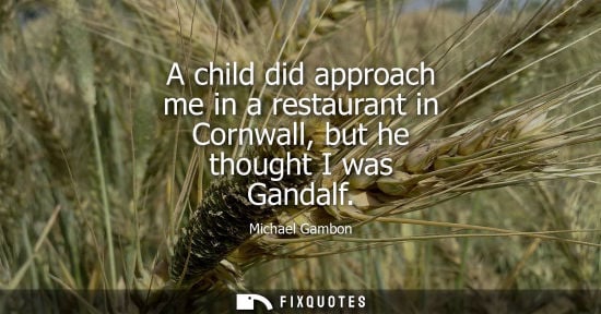 Small: A child did approach me in a restaurant in Cornwall, but he thought I was Gandalf