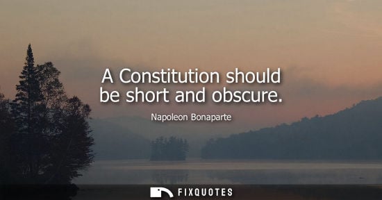 Small: A Constitution should be short and obscure