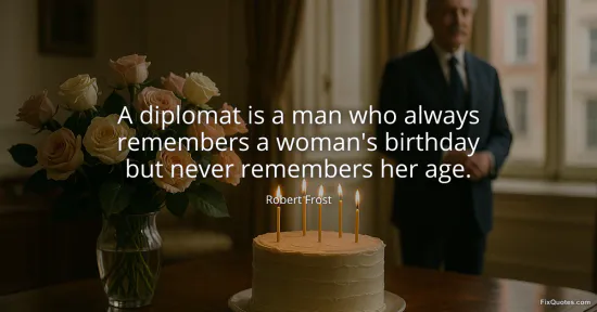 A diplomat is a man who always remembers a womans birthday but never remembers her age - Robert Frost