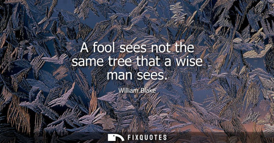 Small: A fool sees not the same tree that a wise man sees