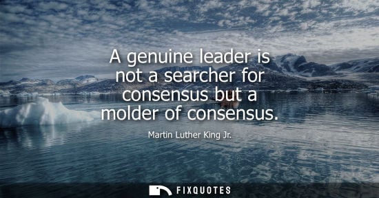 Small: A genuine leader is not a searcher for consensus but a molder of consensus - Martin Luther King Jr.