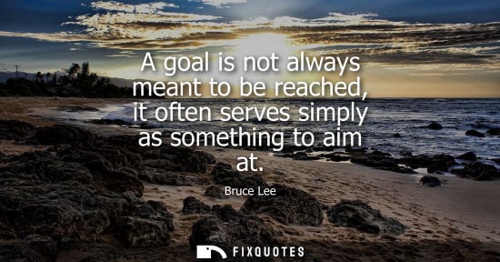 Small: A goal is not always meant to be reached, it often serves simply as something to aim at