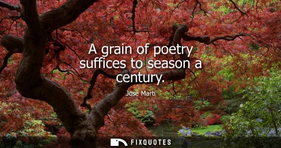 Small: A grain of poetry suffices to season a century - Jose Marti