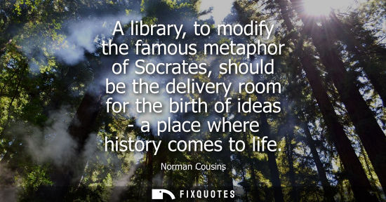 Small: A library, to modify the famous metaphor of Socrates, should be the delivery room for the birth of ideas - a p
