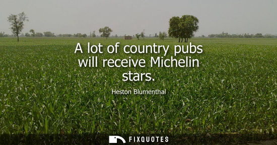 Small: A lot of country pubs will receive Michelin stars