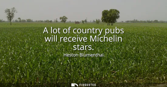 Small: A lot of country pubs will receive Michelin stars