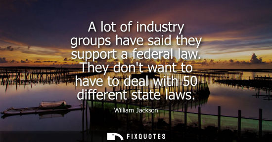 Small: A lot of industry groups have said they support a federal law. They dont want to have to deal with 50 d