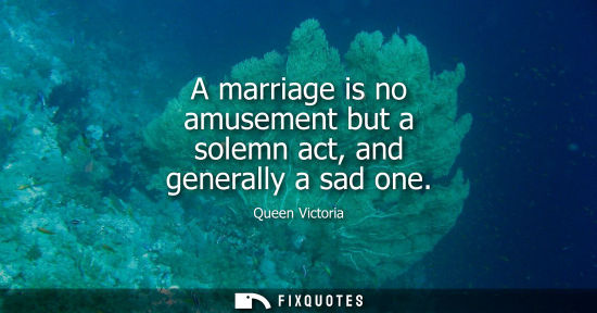 Small: A marriage is no amusement but a solemn act, and generally a sad one