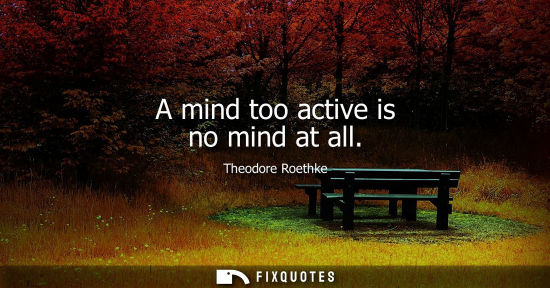 Small: A mind too active is no mind at all
