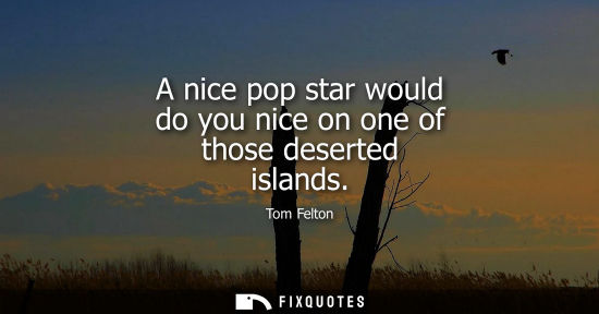 Small: A nice pop star would do you nice on one of those deserted islands