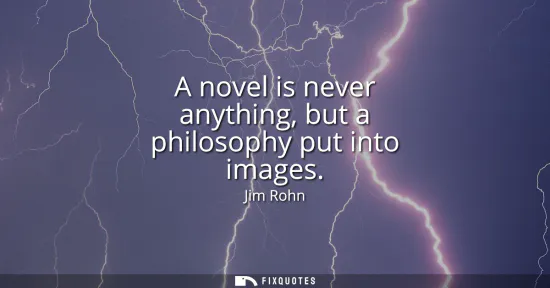 Small: A novel is never anything, but a philosophy put into images