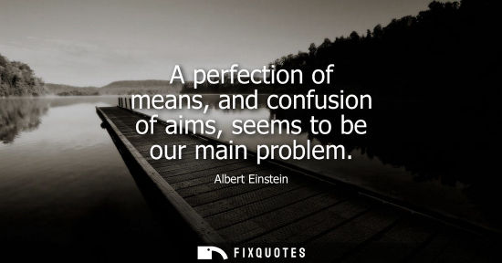 Small: A perfection of means, and confusion of aims, seems to be our main problem