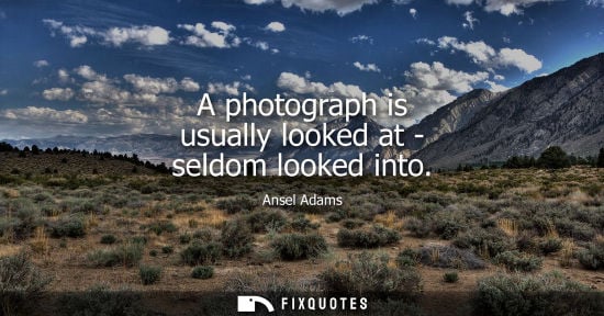 Small: A photograph is usually looked at - seldom looked into