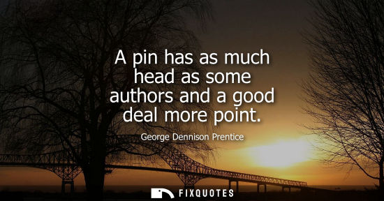 Small: A pin has as much head as some authors and a good deal more point