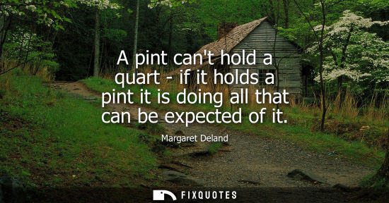 Small: A pint cant hold a quart - if it holds a pint it is doing all that can be expected of it