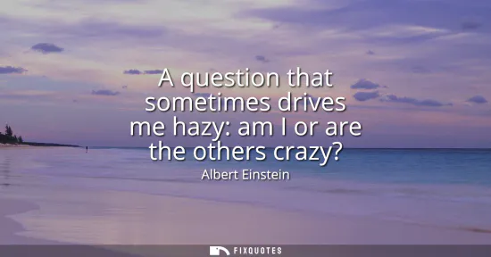 Small: A question that sometimes drives me hazy: am I or are the others crazy?