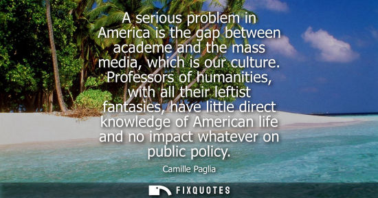 Small: A serious problem in America is the gap between academe and the mass media, which is our culture.