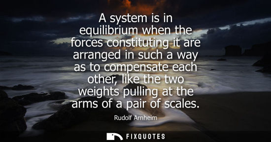 Small: A system is in equilibrium when the forces constituting it are arranged in such a way as to compensate 