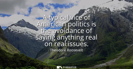 Small: A typical vice of American politics is the avoidance of saying anything real on real issues
