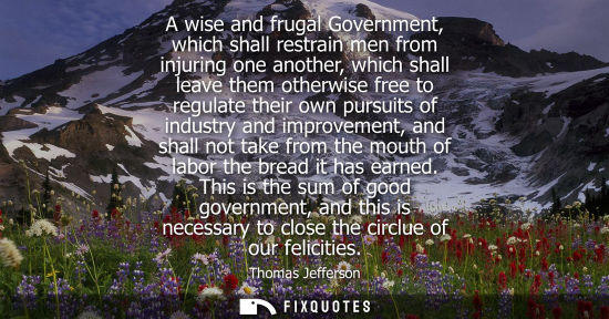 Small: A wise and frugal Government, which shall restrain men from injuring one another, which shall leave them other