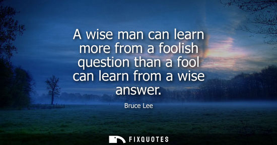 Small: A wise man can learn more from a foolish question than a fool can learn from a wise answer