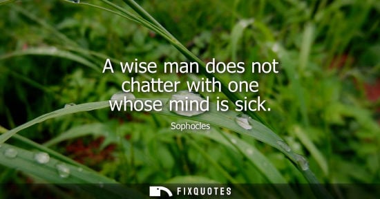 Small: A wise man does not chatter with one whose mind is sick - Sophocles