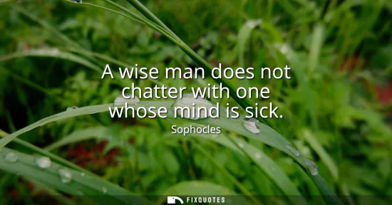 Small: A wise man does not chatter with one whose mind is sick
