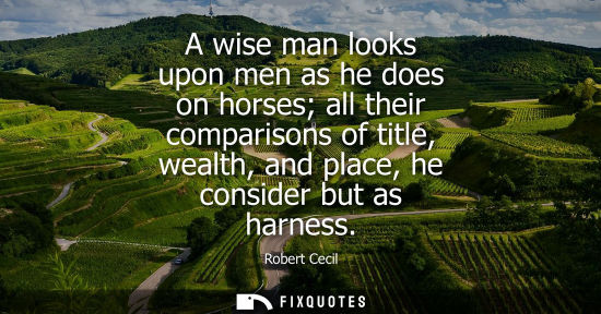 Small: A wise man looks upon men as he does on horses all their comparisons of title, wealth, and place, he consider 