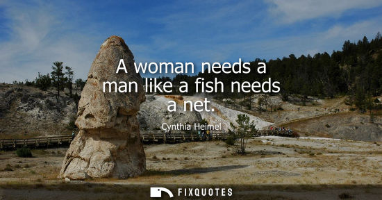 Small: A woman needs a man like a fish needs a net