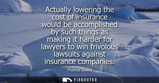Small: Actually lowering the cost of insurance would be accomplished by such things as making it harder for lawyers t